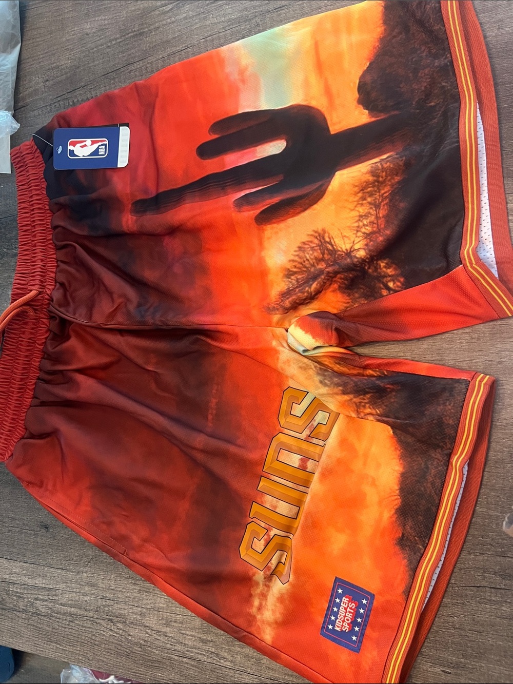 Sunset Desert Graphic Basketball Shorts with 'Suns' Print